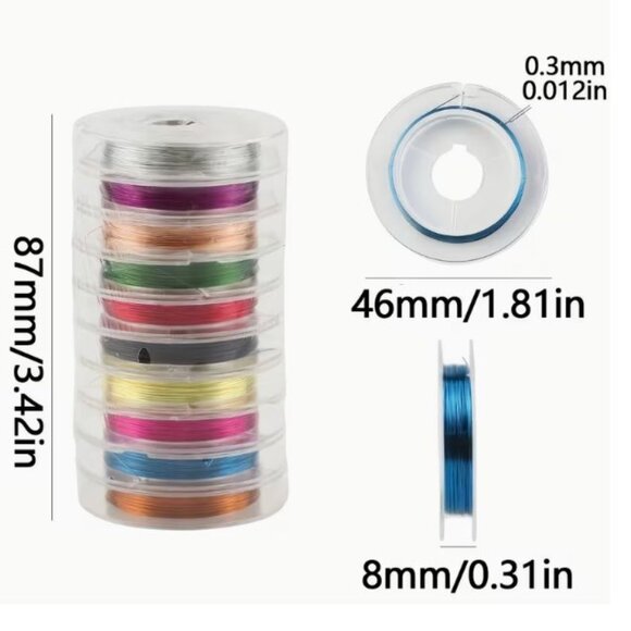 10 Rolls of Vibrant Colored Copper Wire - 0.3mm Thick, Flexible - Picture 2 of 4